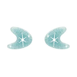 Atomic Boomerang Glitter Stud Earrings - Blue