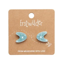 Atomic Boomerang Glitter Stud Earrings - Blue