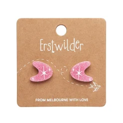 Atomic Boomerang Glitter Stud Earrings - Pink