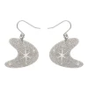 Atomic Boomerang Glitter Drop Earrings - Silver