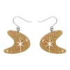 Atomic Boomerang Glitter Drop Earrings - Gold