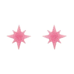 Atomic Star Glitter Stud Earring - Pink