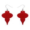 Baubles Glitter Drop Earrings - Red