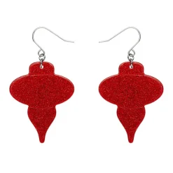 Baubles Glitter Drop Earrings - Red