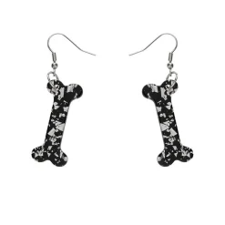 Bones Chunky Glitter Resin Drop Earrings - White
