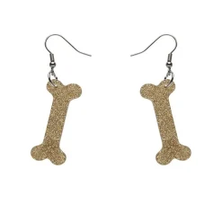 Bones Glitter Resin Drop Earrings - Gold