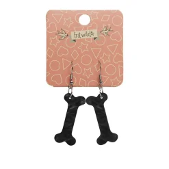 Bones Ripple Resin Drop Earrings - Black