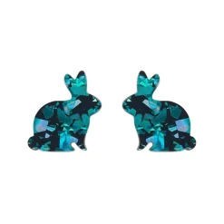 Bunny Chunky Glitter Resin Stud Earrings - Green