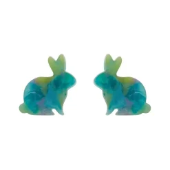 Bunny Mottled Resin Stud Earrings - Green