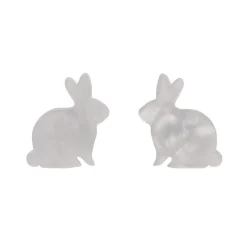 Bunny Ripple Resin Stud Earrings - White