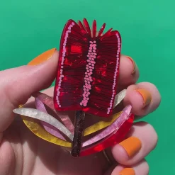 Burgundy Brush Brooch