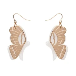Butterfly Textured Resin Drop Earrings - White