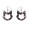 Cat Head Chunky Glitter Resin Drop Earrings - Pink