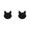 Cat Head Ripple Resin Stud Earrings - Black