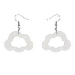 Cloud Glitter Resin Drop Earrings - White