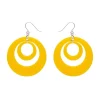 Double Hoop Solid Drop Earrings - Yellow