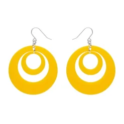 Double Hoop Solid Drop Earrings - Yellow