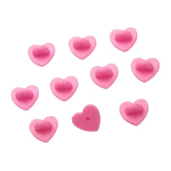 Enamel Pin Rubber Heart Locking Clasp 10-Pack - Pink