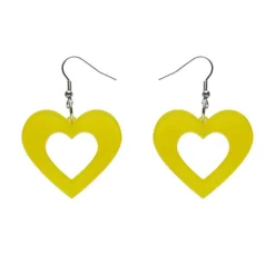 Heart Bubble Resin Drop Earrings - Yellow