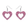 Heart Ripple Resin Drop Earrings - Mauve