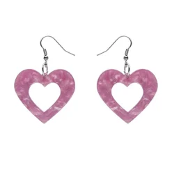 Heart Ripple Resin Drop Earrings - Mauve