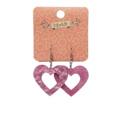 Heart Ripple Resin Drop Earrings - Mauve