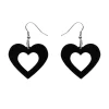 Heart Solid Resin Drop Earrings - Black