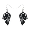 Jaguar Solid Black Resin Drop Earrings - Silver