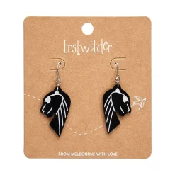 Jaguar Solid Black Resin Drop Earrings - Silver