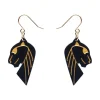 Jaguar Solid Black Resin Drop Earrings - Gold
