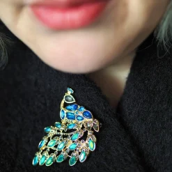 Le Peacock Royal Stone Set Crystal Brooch