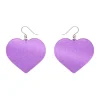 Love Heart Mirror Drop Earrings - Purple