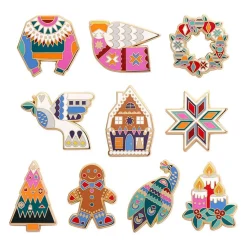 Modern Holiday Enamel Pin Pack - 10 Piece