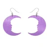 Moon Mirror Drop Earrings - Purple