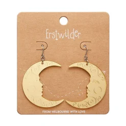 Moon Mirror Drop Earrings - Gold