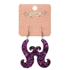Nouveau Chunky Glitter Resin Drop Earrings - Purple