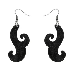 Nouveau Ripple Glitter Resin Drop Earrings - Black