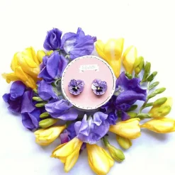 On Sleeping Eyelids Pansy Earrings