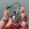 On The Prowl Cat Stone Set Crystal Brooch