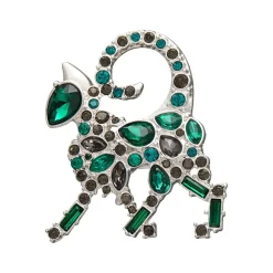 On The Prowl Cat Stone Set Crystal Brooch