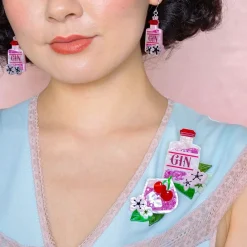 Pink Gin Party Brooch Set