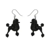 Poodle Glitter Hook Drop Earrings - Black