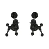 Poodle Glitter Post Drop Earrings - Black
