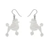 Poodle Ripple Hook Drop Earrings - White