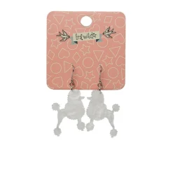 Poodle Ripple Hook Drop Earrings - White