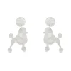 Poodle Ripple Post Drop Earrings - White