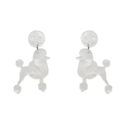 Poodle Ripple Post Drop Earrings - White
