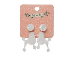 Poodle Ripple Post Drop Earrings - White