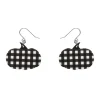 Pumpkin Gingham Drop Earrings - Black