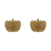 Pumpkin Glitter Resin Stud Earrings - Gold